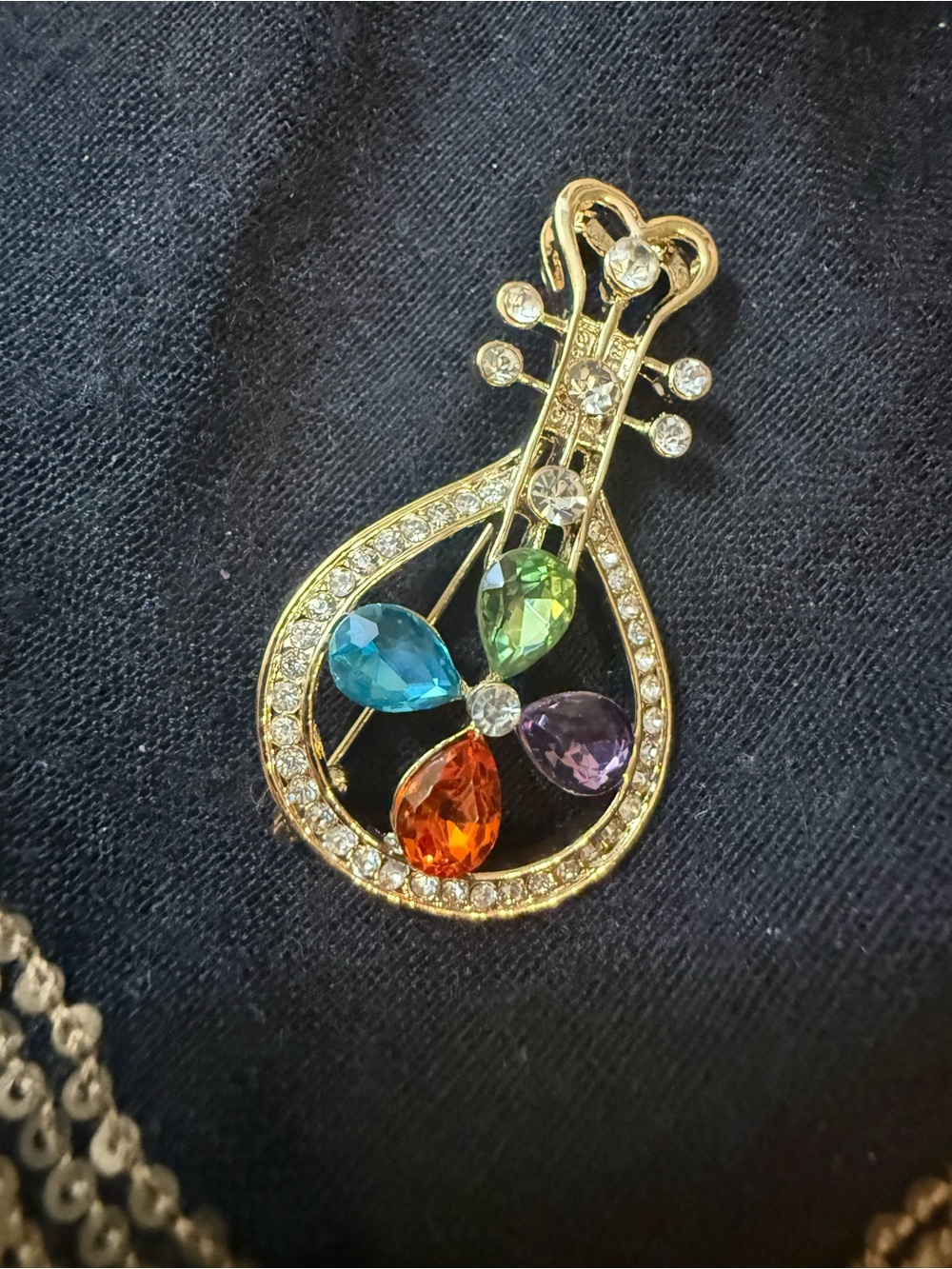 Gold-Tone Multicolor Crystal Floral Brooch - Women Jewelry Brooches